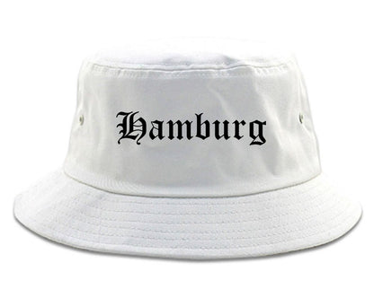 Hamburg New York NY Old English Mens Bucket Hat White