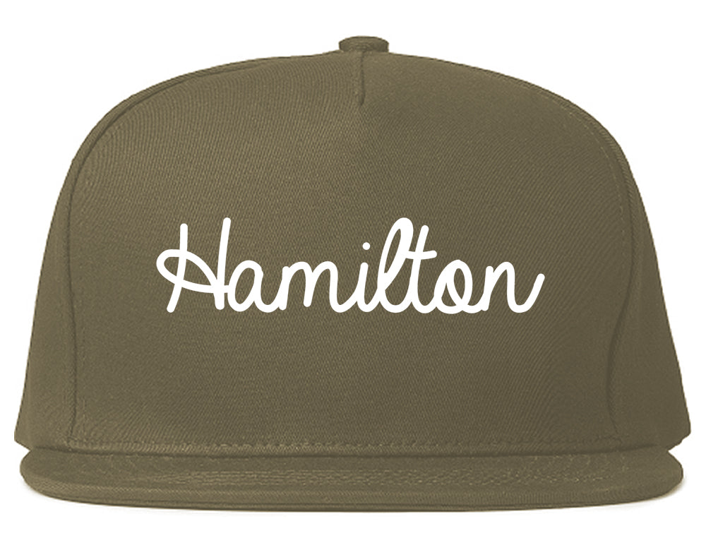 Hamilton Alabama AL Script Mens Snapback Hat Grey