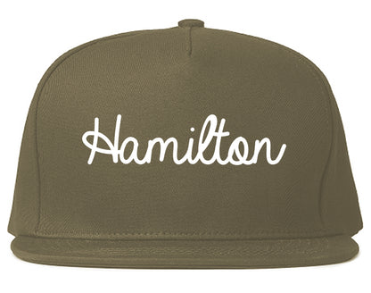 Hamilton Alabama AL Script Mens Snapback Hat Grey