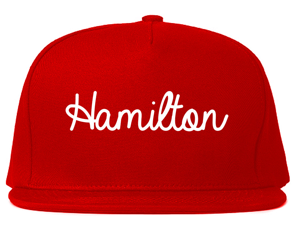 Hamilton Alabama AL Script Mens Snapback Hat Red