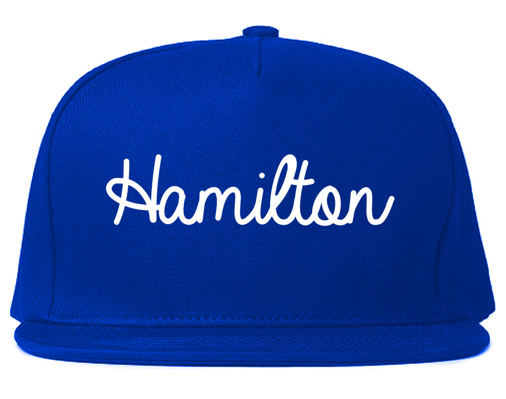 Hamilton Alabama AL Script Mens Snapback Hat Royal Blue