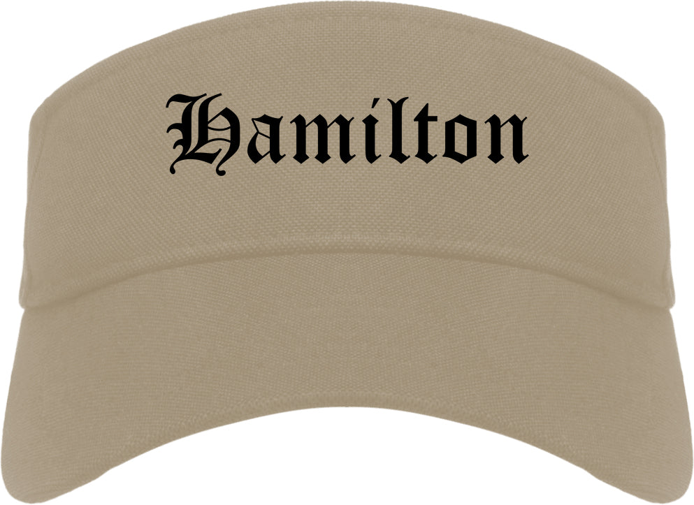 Hamilton Alabama AL Old English Mens Visor Cap Hat Khaki