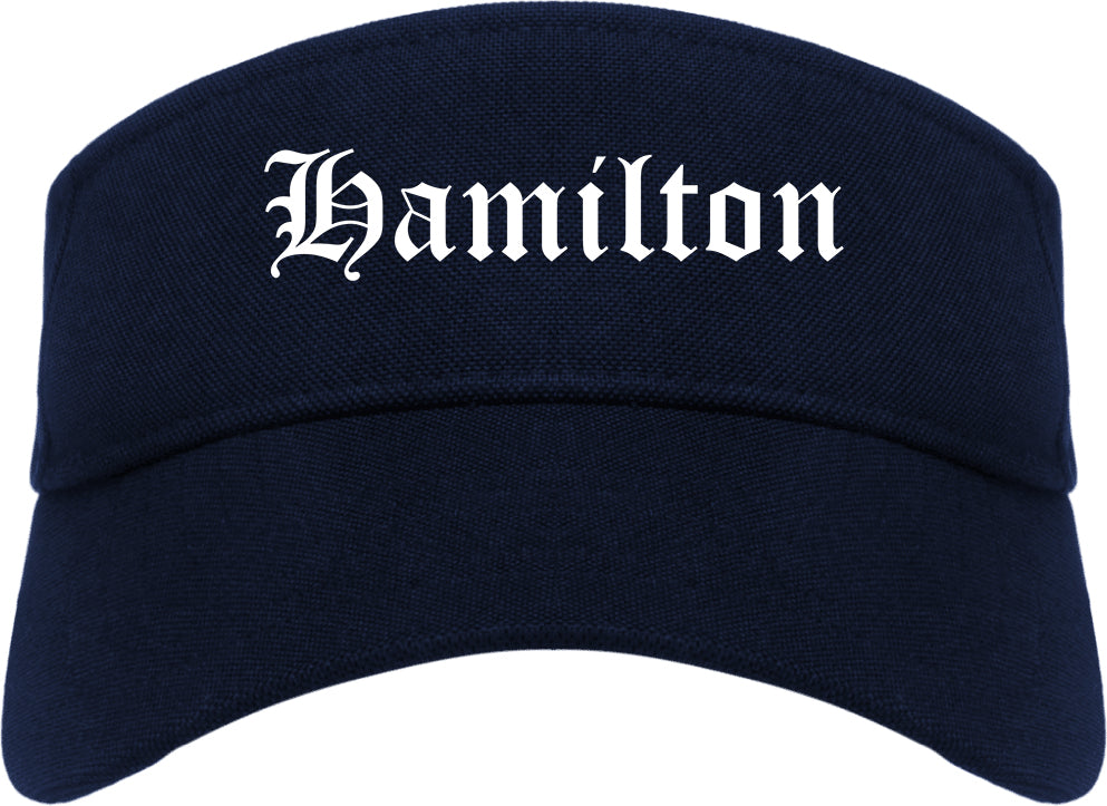 Hamilton Alabama AL Old English Mens Visor Cap Hat Navy Blue