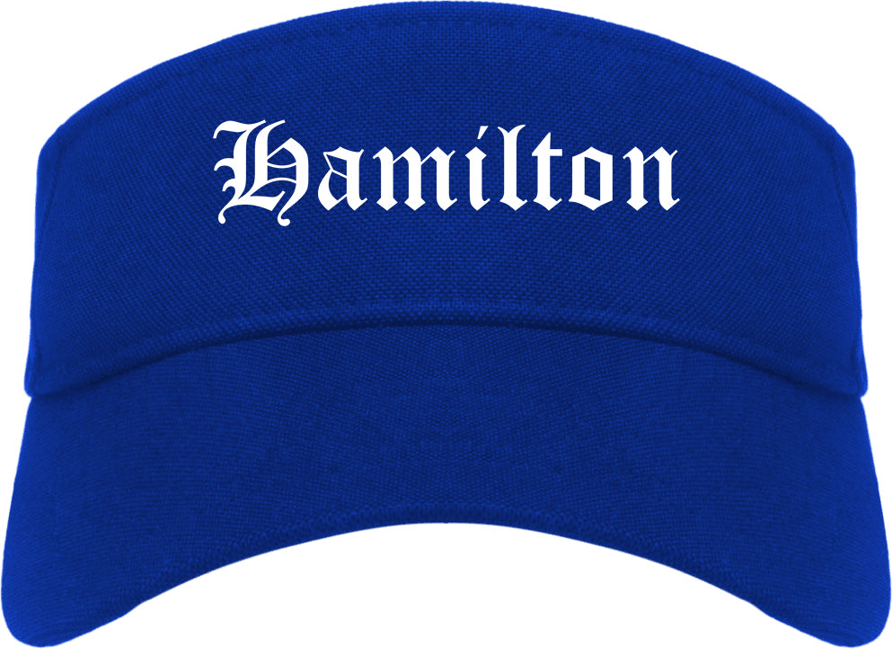 Hamilton Alabama AL Old English Mens Visor Cap Hat Royal Blue