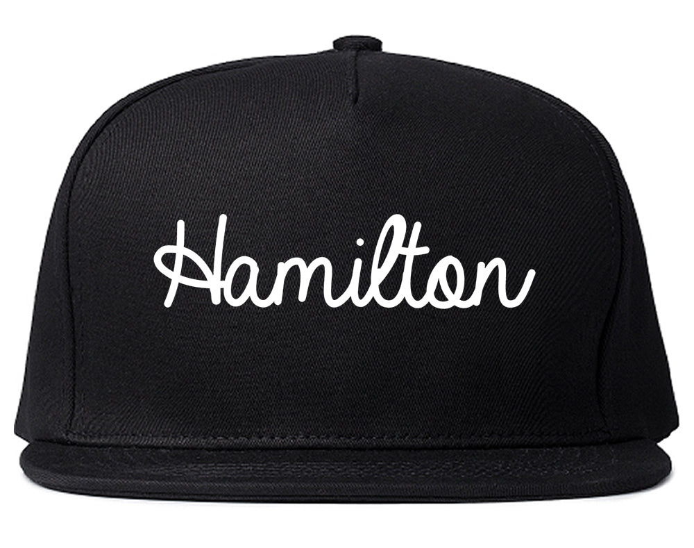 Hamilton Montana MT Script Mens Snapback Hat Black