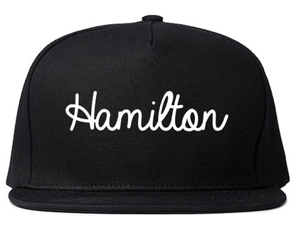 Hamilton Montana MT Script Mens Snapback Hat Black