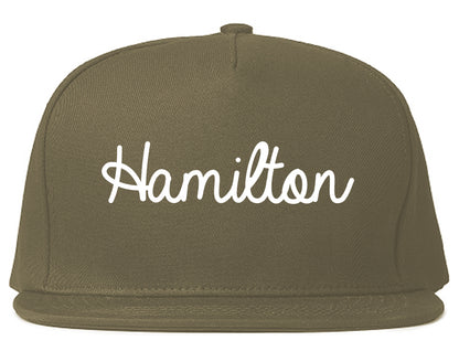 Hamilton Montana MT Script Mens Snapback Hat Grey