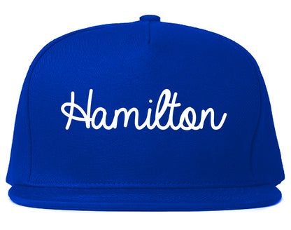 Hamilton Montana MT Script Mens Snapback Hat Royal Blue