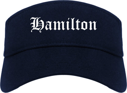 Hamilton Ohio OH Old English Mens Visor Cap Hat Navy Blue