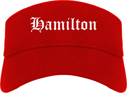 Hamilton Ohio OH Old English Mens Visor Cap Hat Red