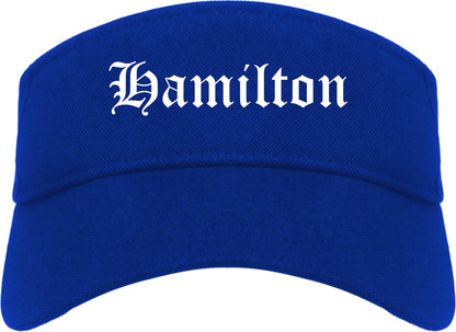 Hamilton Ohio OH Old English Mens Visor Cap Hat Royal Blue