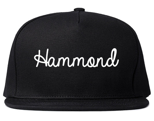 Hammond Indiana IN Script Mens Snapback Hat Black