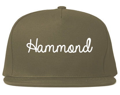 Hammond Indiana IN Script Mens Snapback Hat Grey