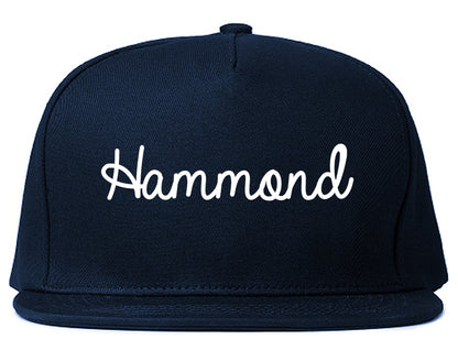 Hammond Indiana IN Script Mens Snapback Hat Navy Blue