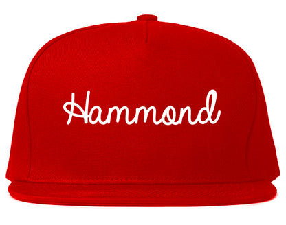 Hammond Indiana IN Script Mens Snapback Hat Red