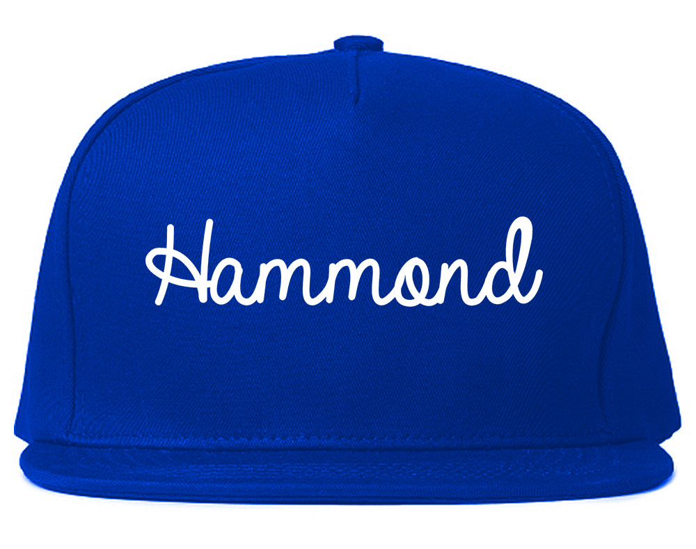 Hammond Indiana IN Script Mens Snapback Hat Royal Blue