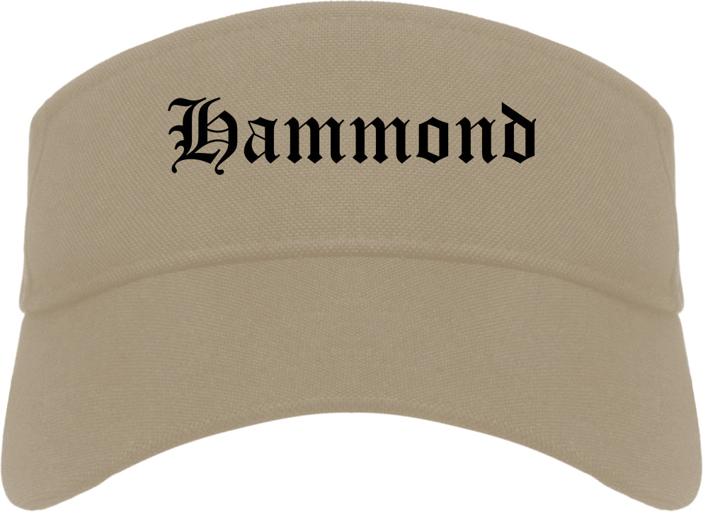 Hammond Indiana IN Old English Mens Visor Cap Hat Khaki