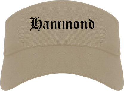Hammond Indiana IN Old English Mens Visor Cap Hat Khaki