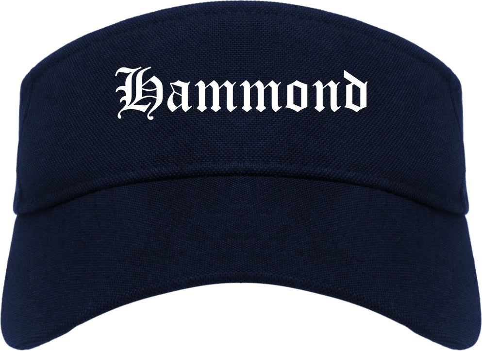 Hammond Indiana IN Old English Mens Visor Cap Hat Navy Blue