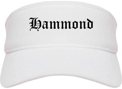 Hammond Indiana IN Old English Mens Visor Cap Hat White