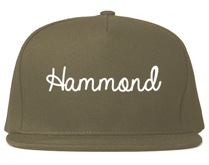Hammond Louisiana LA Script Mens Snapback Hat Grey