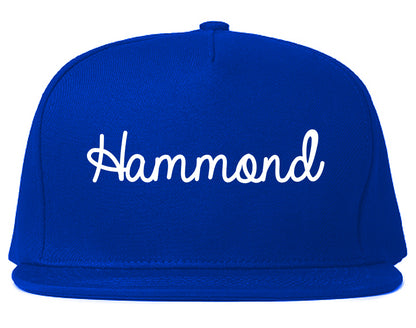 Hammond Louisiana LA Script Mens Snapback Hat Royal Blue