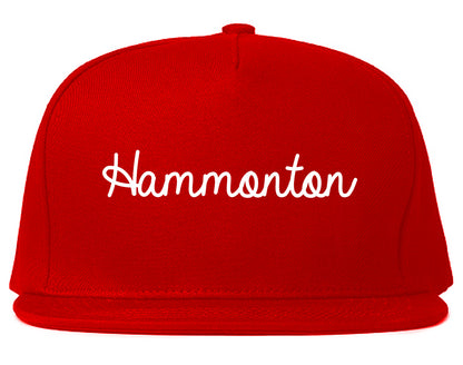 Hammonton New Jersey NJ Script Mens Snapback Hat Red