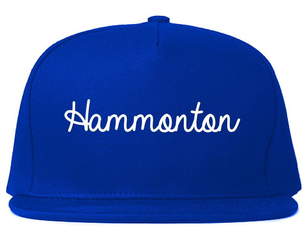 Hammonton New Jersey NJ Script Mens Snapback Hat Royal Blue