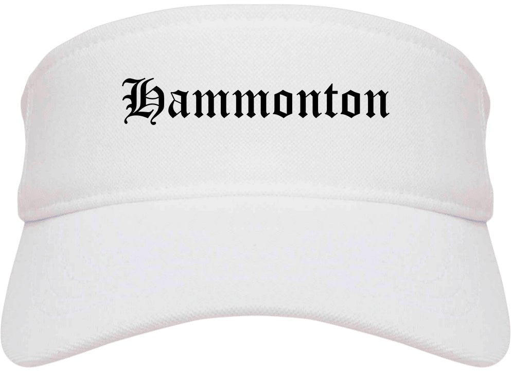 Hammonton New Jersey NJ Old English Mens Visor Cap Hat White