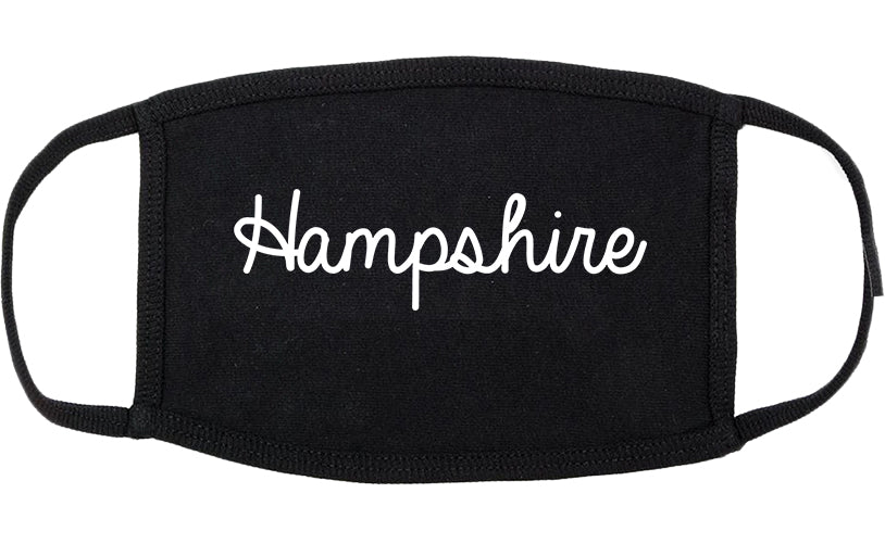 Hampshire Illinois IL Script Cotton Face Mask Black