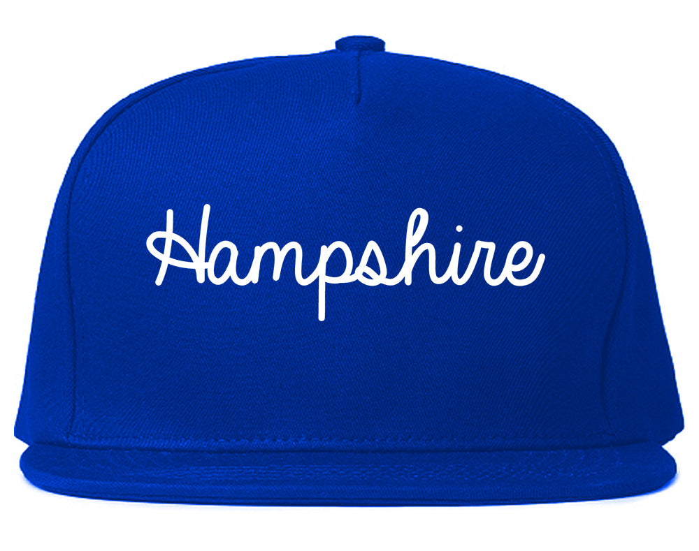 Hampshire Illinois IL Script Mens Snapback Hat Royal Blue