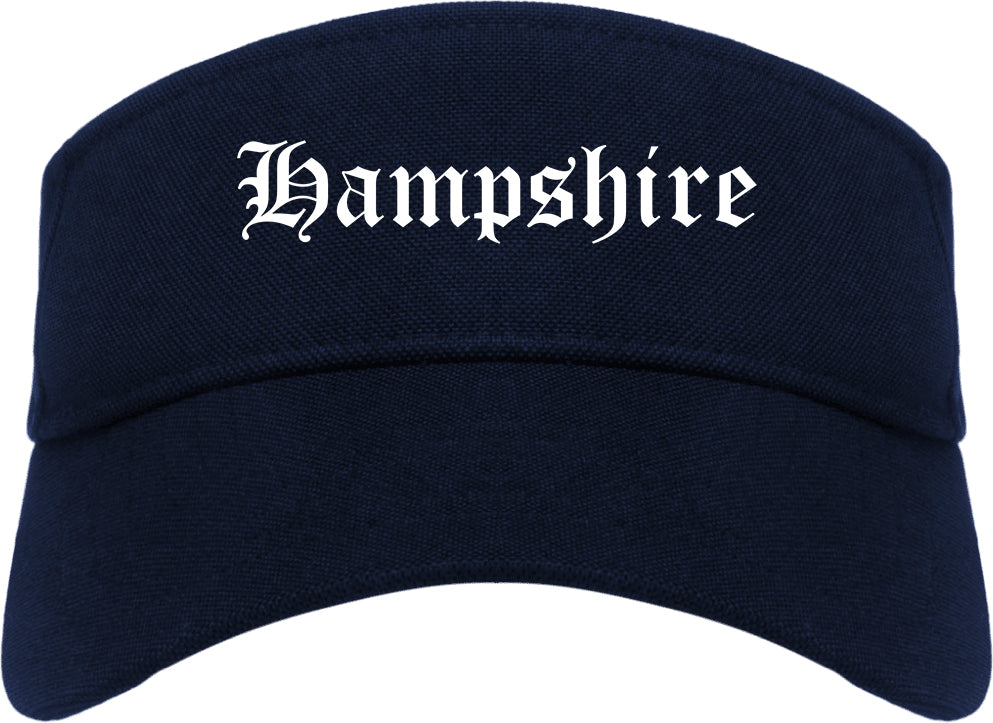 Hampshire Illinois IL Old English Mens Visor Cap Hat Navy Blue