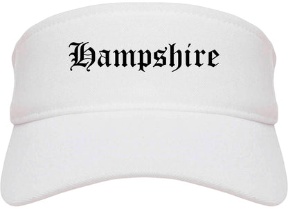 Hampshire Illinois IL Old English Mens Visor Cap Hat White