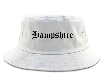 Hampshire Illinois IL Old English Mens Bucket Hat White