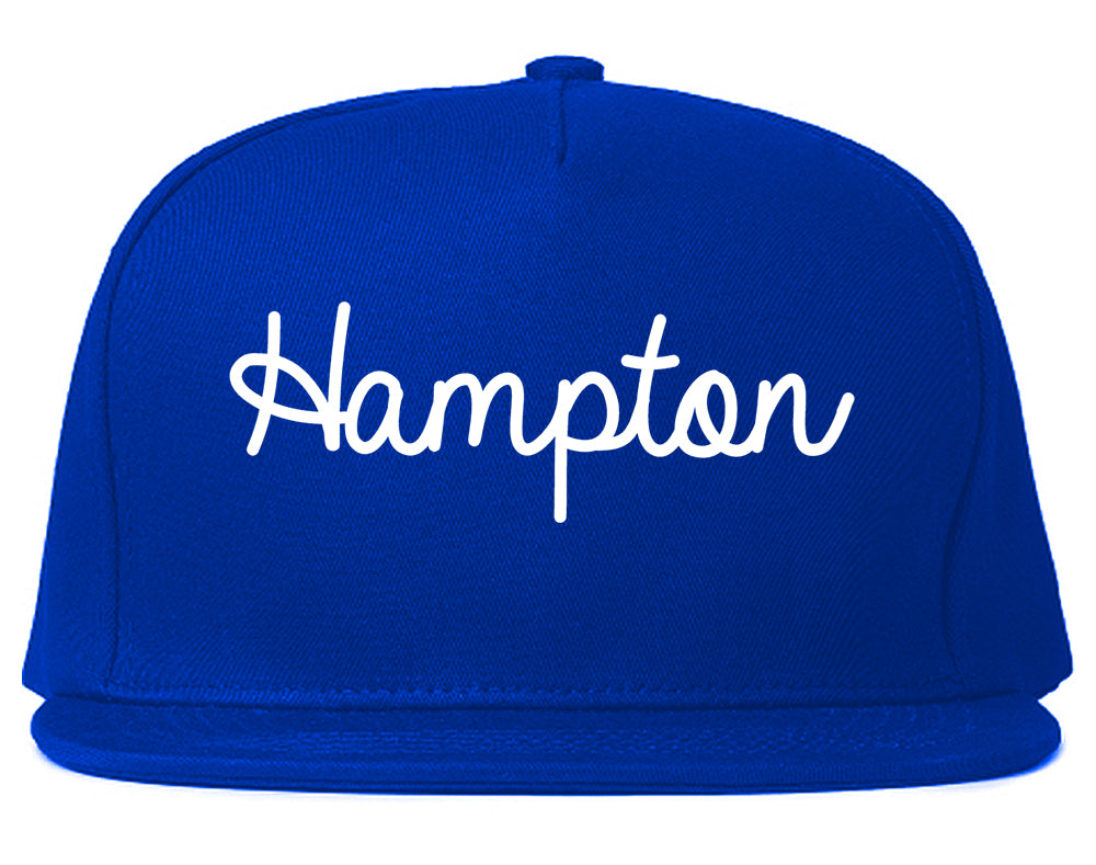 Hampton Georgia GA Script Mens Snapback Hat Royal Blue