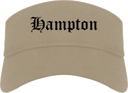 Hampton Georgia GA Old English Mens Visor Cap Hat Khaki