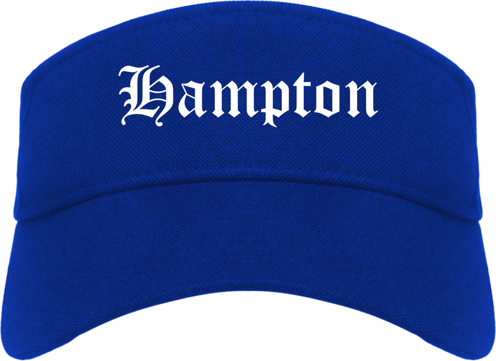 Hampton Georgia GA Old English Mens Visor Cap Hat Royal Blue