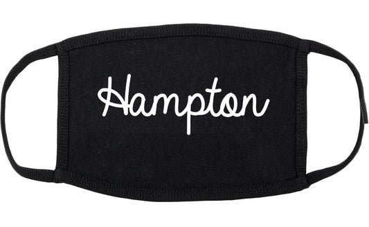 Hampton Virginia VA Script Cotton Face Mask Black