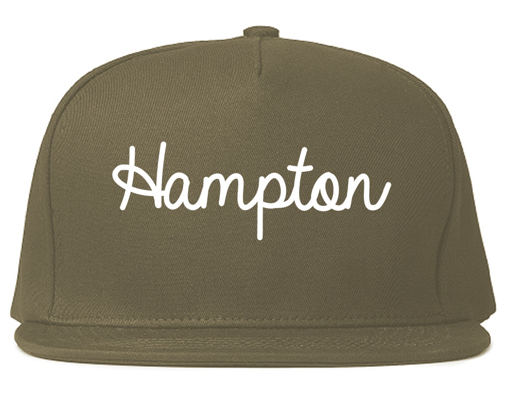 Hampton Virginia VA Script Mens Snapback Hat Grey