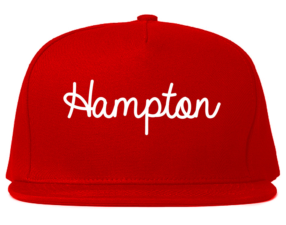 Hampton Virginia VA Script Mens Snapback Hat Red