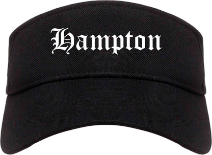 Hampton Virginia VA Old English Mens Visor Cap Hat Black