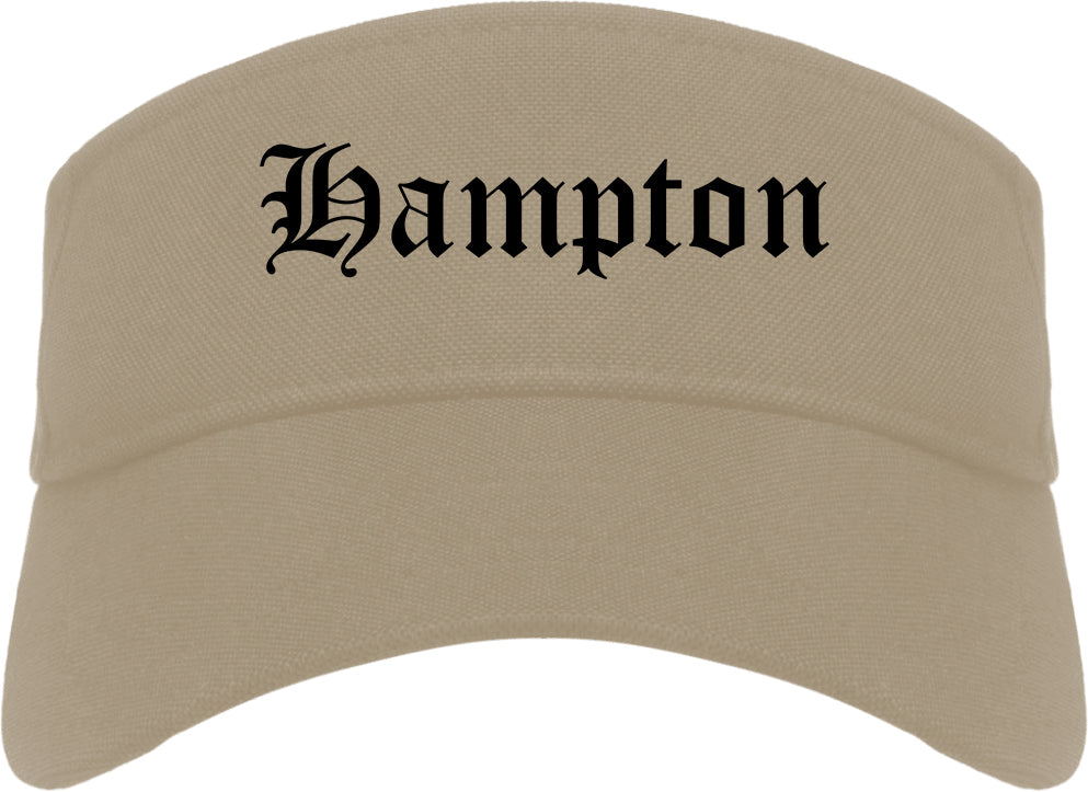 Hampton Virginia VA Old English Mens Visor Cap Hat Khaki