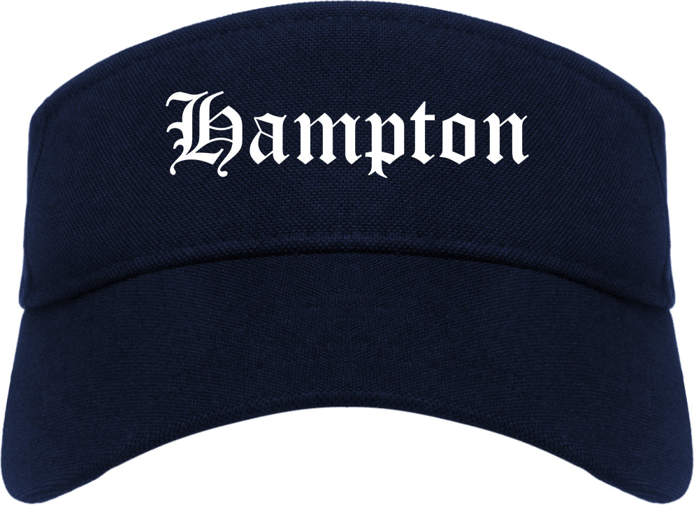 Hampton Virginia VA Old English Mens Visor Cap Hat Navy Blue