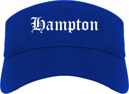 Hampton Virginia VA Old English Mens Visor Cap Hat Royal Blue