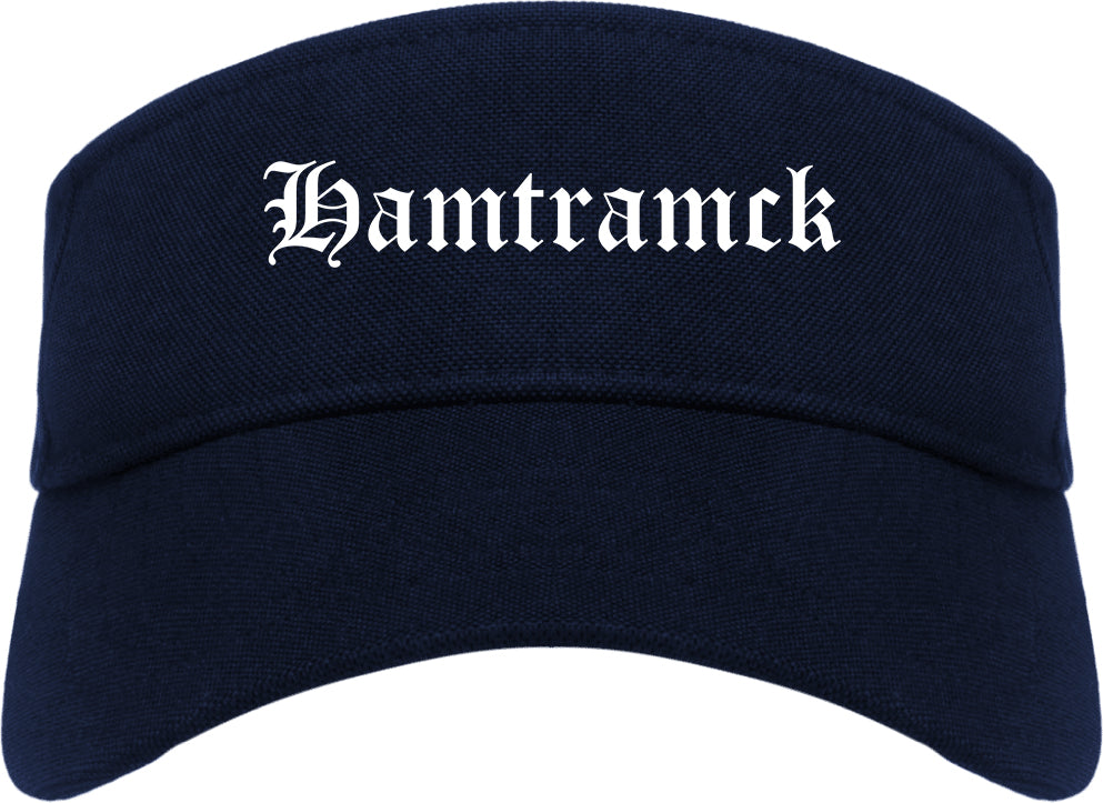 Hamtramck Michigan MI Old English Mens Visor Cap Hat Navy Blue