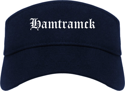 Hamtramck Michigan MI Old English Mens Visor Cap Hat Navy Blue