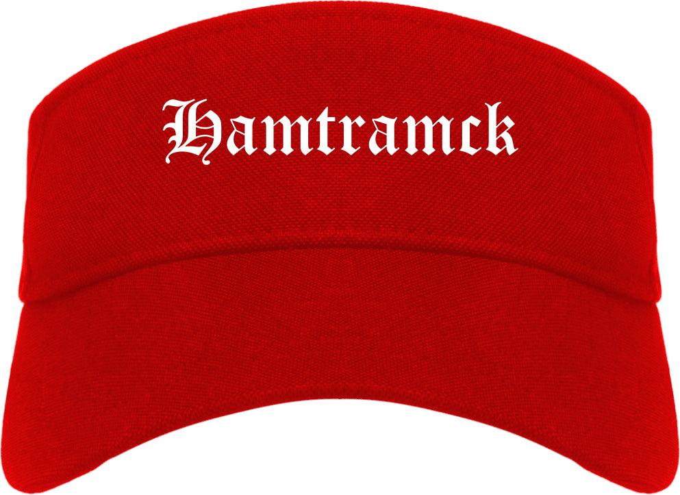 Hamtramck Michigan MI Old English Mens Visor Cap Hat Red
