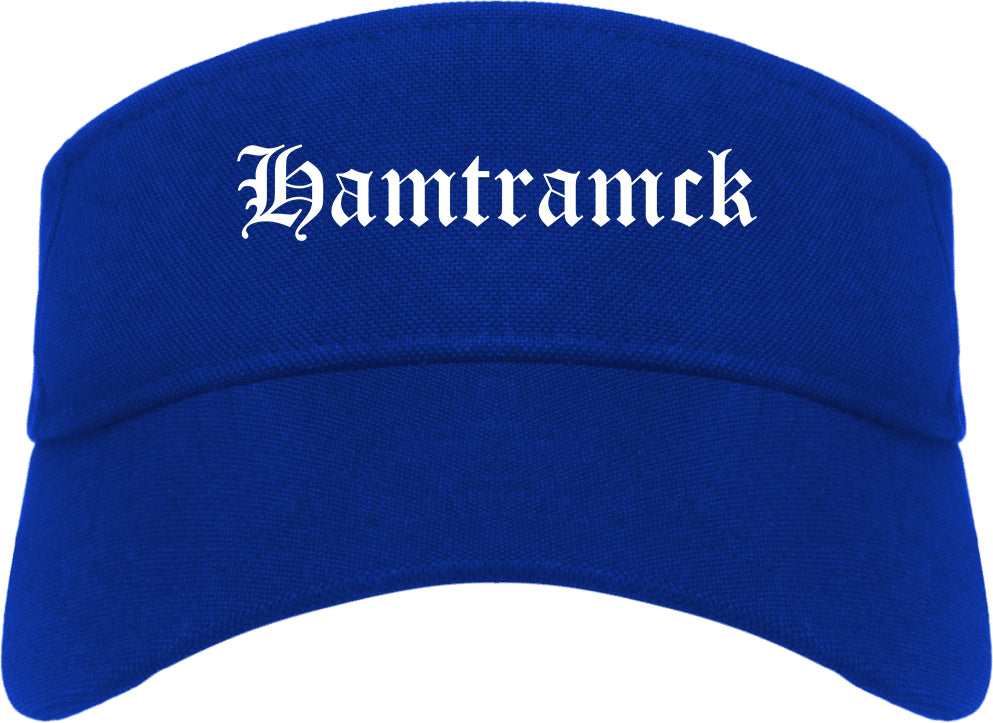 Hamtramck Michigan MI Old English Mens Visor Cap Hat Royal Blue