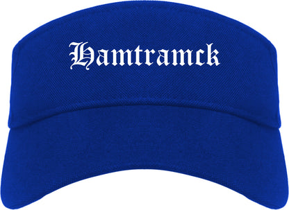 Hamtramck Michigan MI Old English Mens Visor Cap Hat Royal Blue