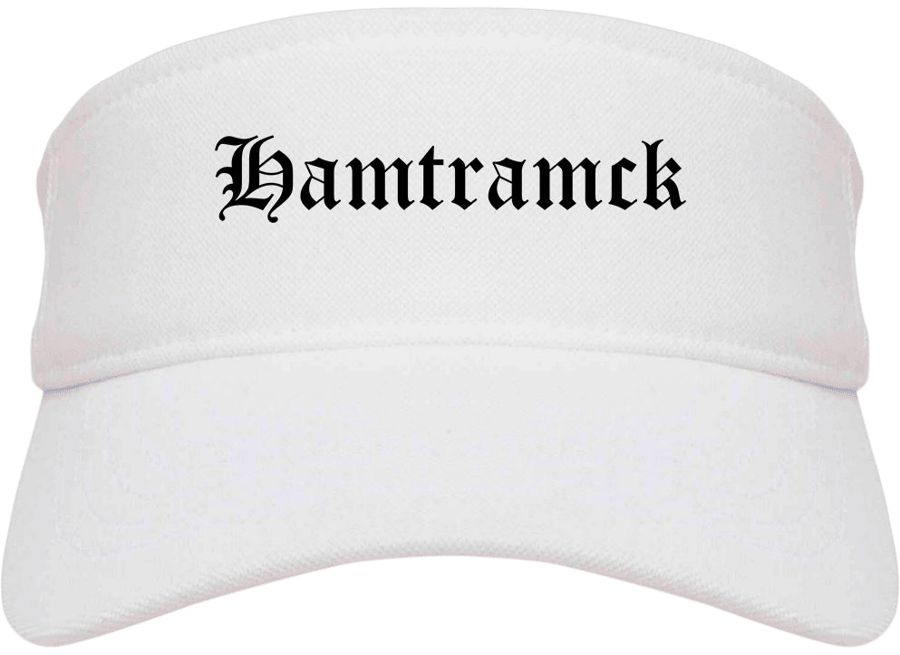 Hamtramck Michigan MI Old English Mens Visor Cap Hat White
